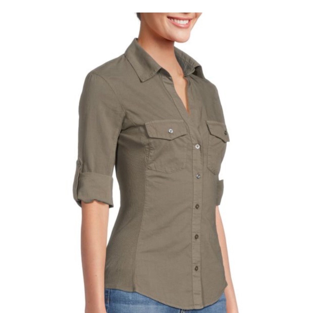 James Perse Khaki Button-Down Shirt